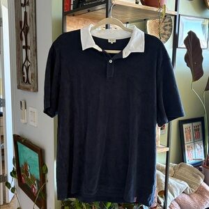 KULE Classic Navy Polo with White Collar, Terry Cloth material